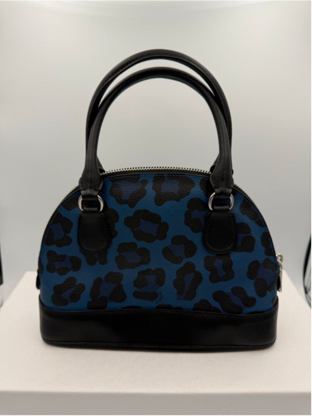 Women's Coach Blue Black Leopard Print Mini Satchel - Picture 2 of 12